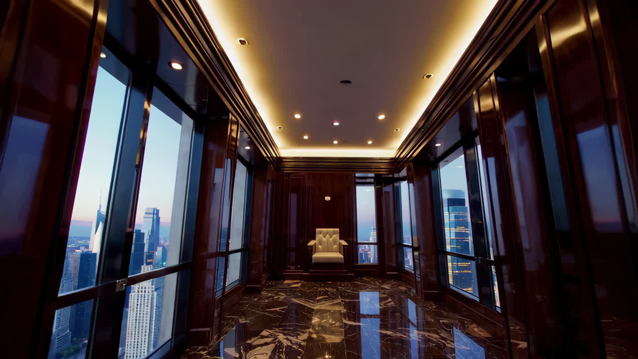 Kamar Mewah dengan Pemandangan Cakrawala Kota yang Panoramik