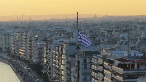 sunset view of thessaloniki, greece