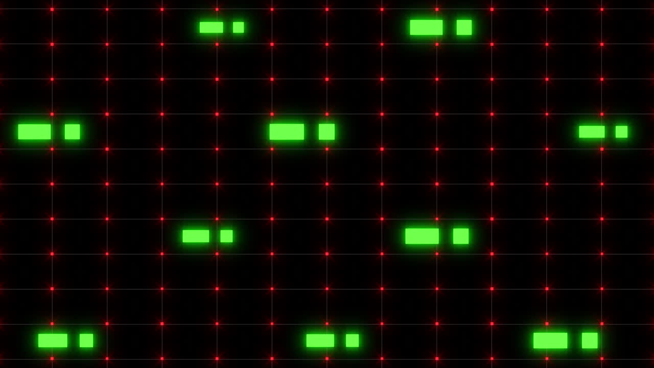 A grid of green squares on a black background creates a visually appealing pattern, making for a contemporary and simplistic design