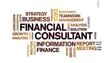 4k Financial Consultant Animated Tag Word Cloud,Text Animation seamless loop.
