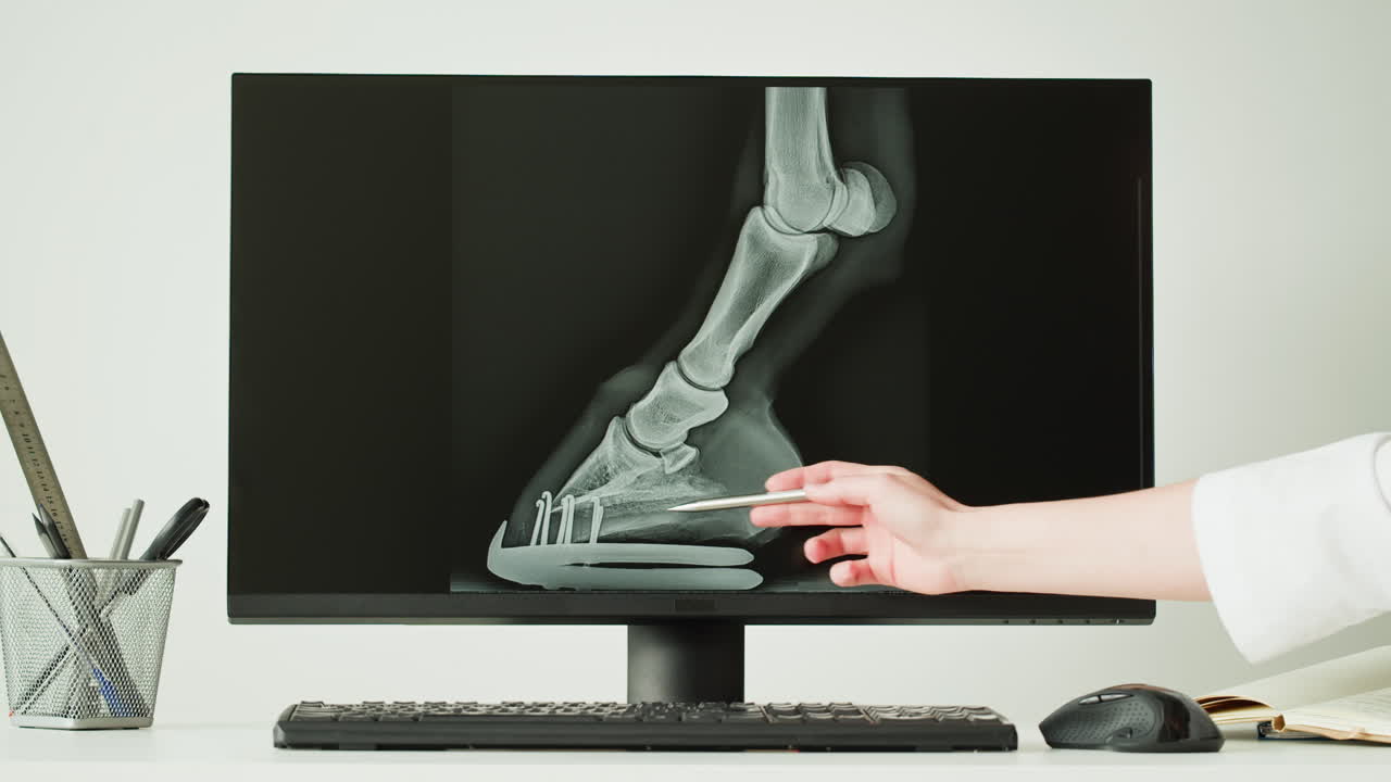 Veterinarian Examining Horse's Leg X-Ray