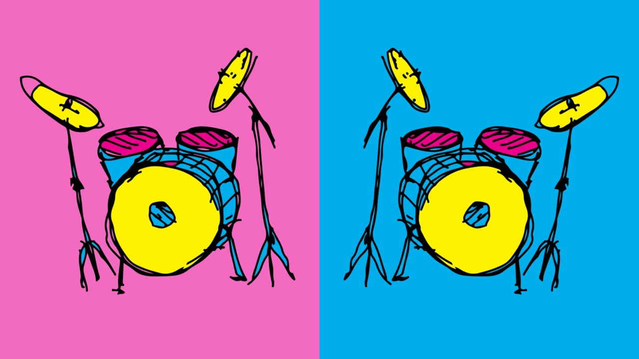 niños dibujando arte pop fondo sin costuras con tema de tambor