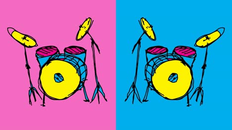 kids drawing pop art seamless background with theme of drum