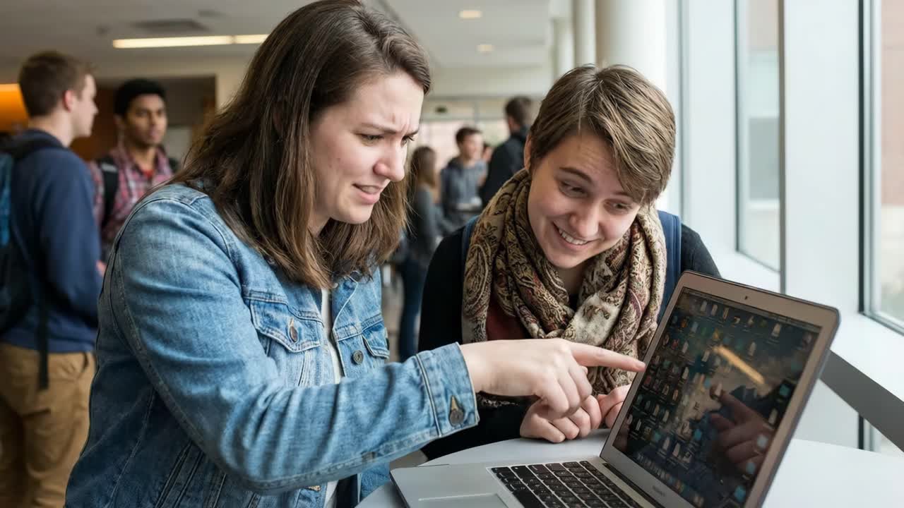 Students Collaborating on a Laptop