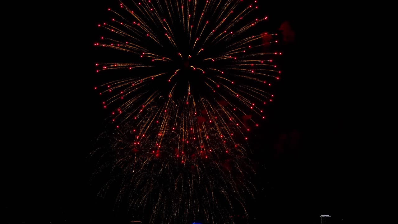 Colorful bright fireworks at City day festival