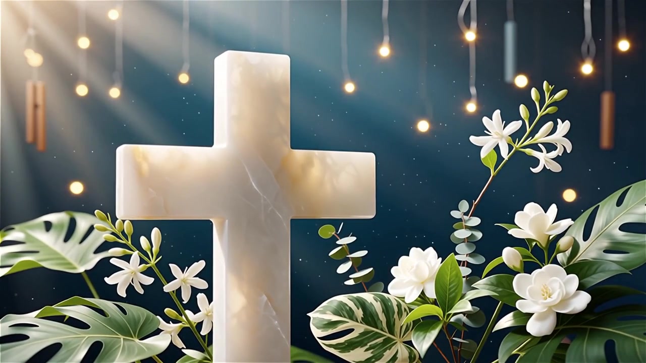 Cruz Cristiana con Luz Celestial, Fondo para Adoración.