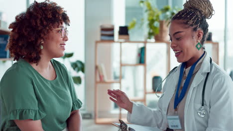 doctor consulting woman patient with healthcare