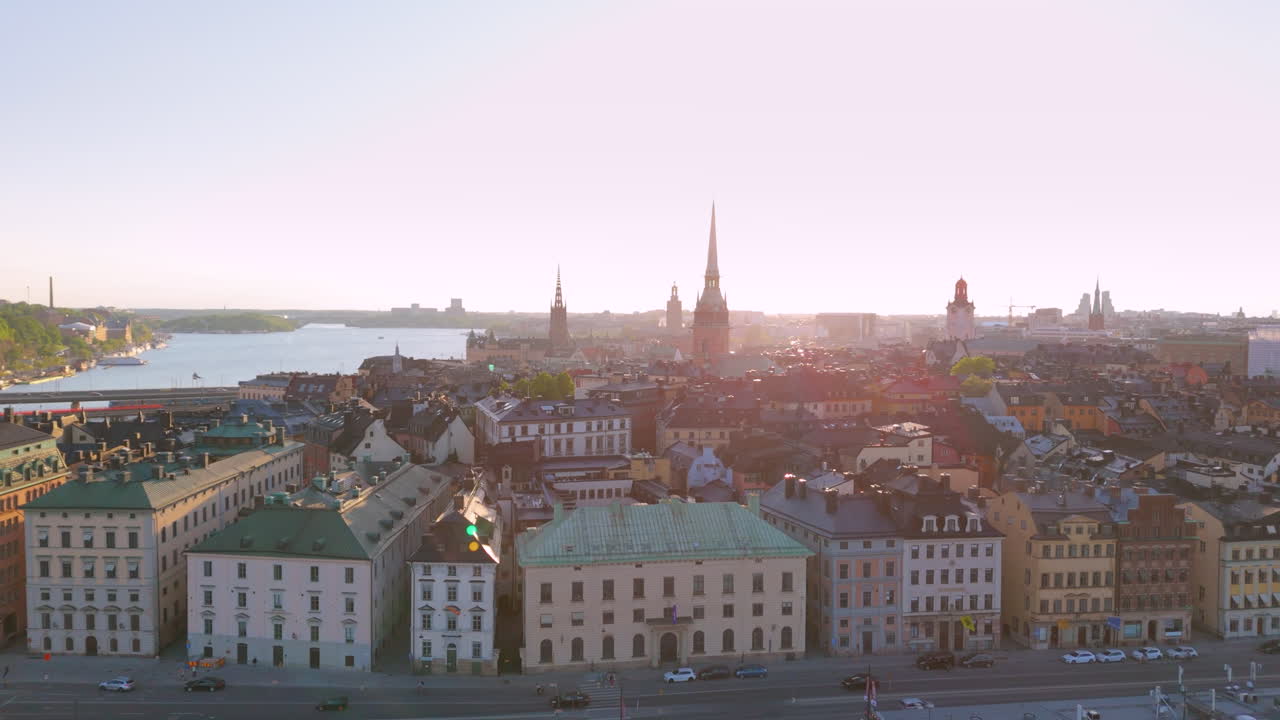 Panoramic View of Stockholm Cityscape and River at Sunset