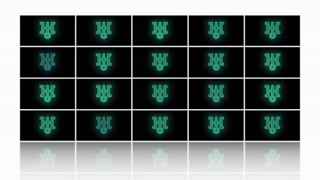 japan symbols pattern with pulsing neon green light 7
