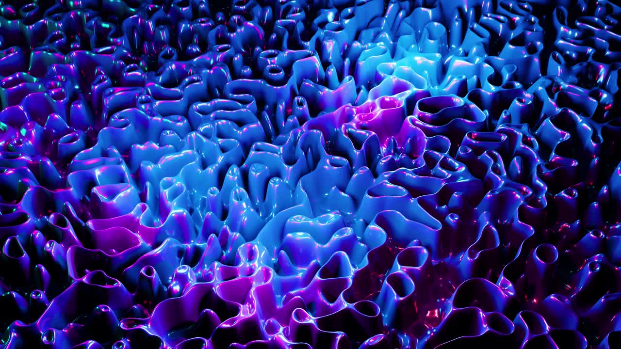 Stylish 3D Abstract Animation Color Wavy Smooth Wall. Concept Multicolor Liquid Pattern. loop animation, Purple Blue Wavy Reflection Surface Macro. Trendy Colorful Fluid. Beautiful Gradient Texture