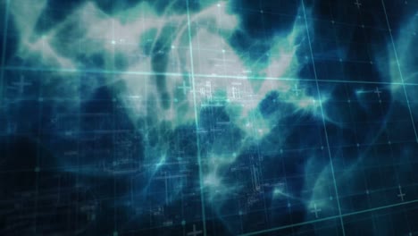 Animation of grid moving in blue black and white space