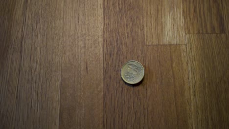 rotating coin on a wodden table-8