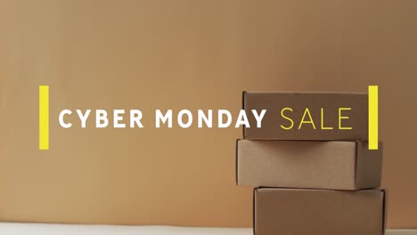 Animation-Des-Cyber-Monday-Sale-Textes-über-Geschenkboxen