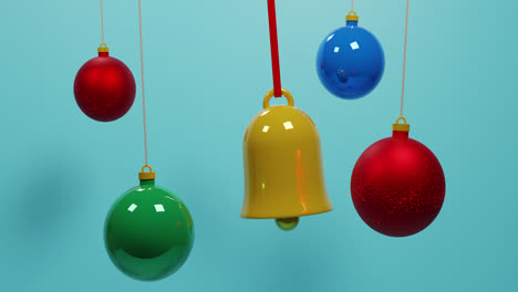 Animation-of-christmas-decorations-over-green-background