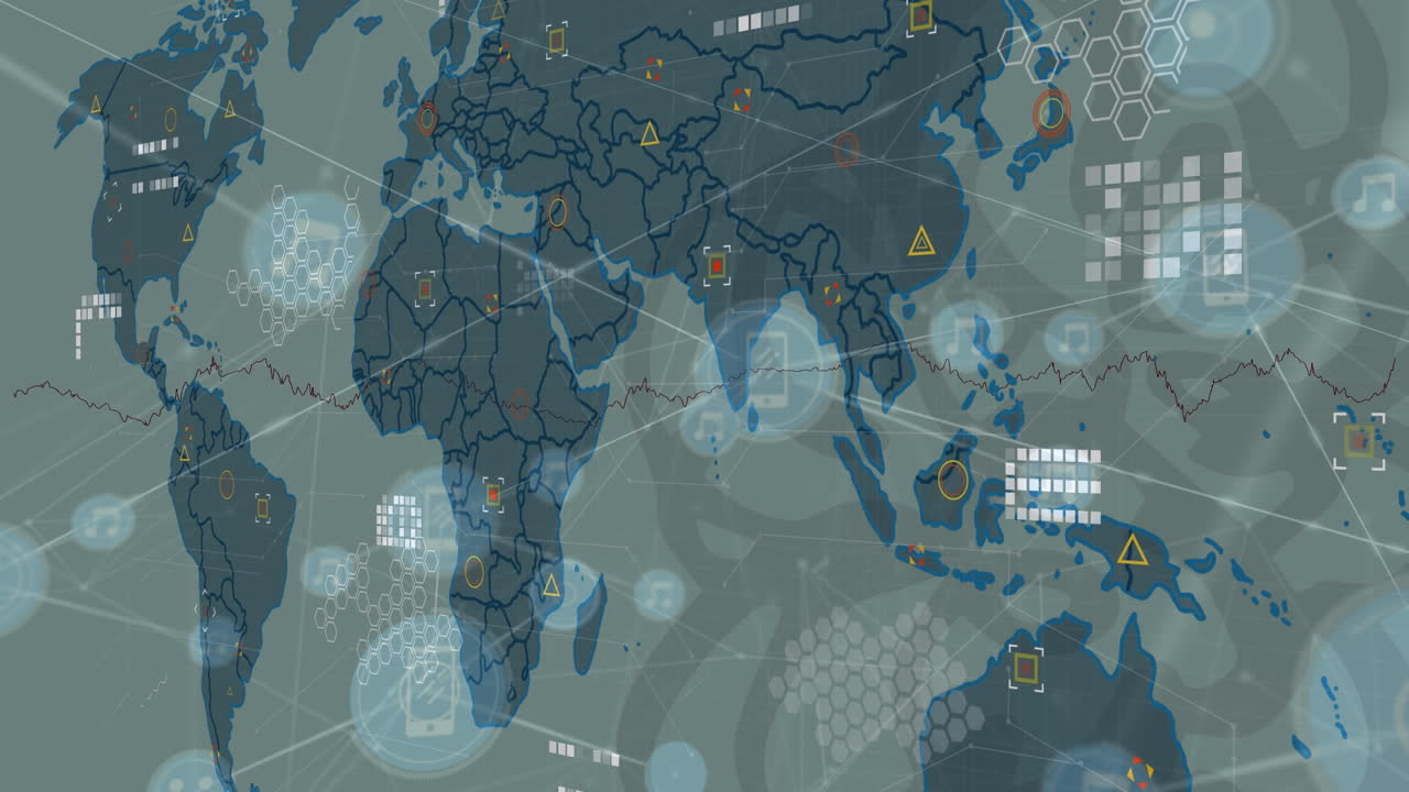 animación de la red de conexiones sobre el mapa del mundo