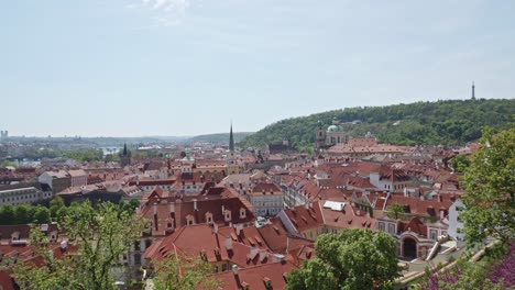 breathtaking panorama of prague's old town with iconic red rooftops in czech republic