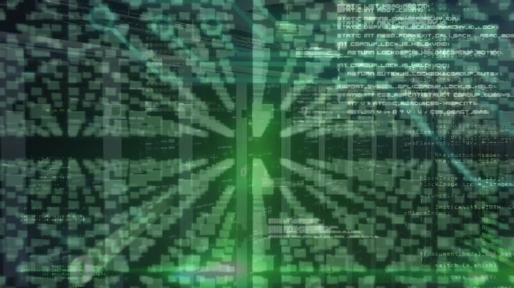 Animation of folders, data and digital padlock over servers