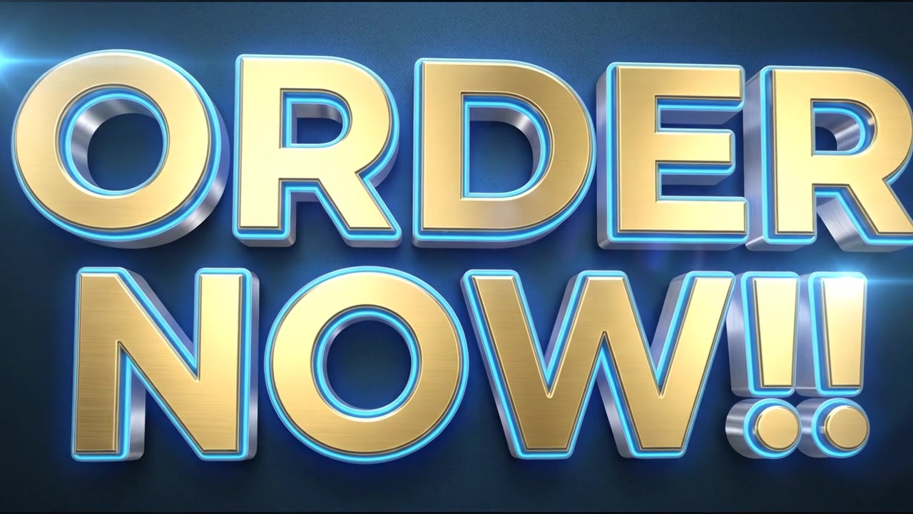 Animace propagačního textového banneru 'Objednejte nyní' s živou 3D typografií.