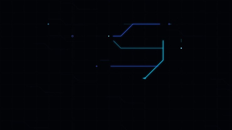 Abstract Digital Circuit Lines Moving on Dark Background