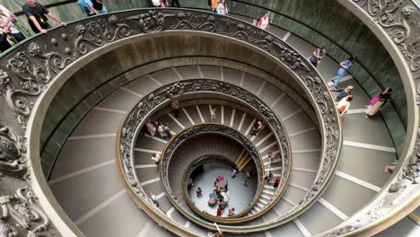 people navigating the famous spiral staircase in the vatican museums