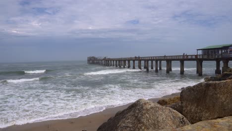 still stable shot of the jetty and coast at swakopmund, namibia