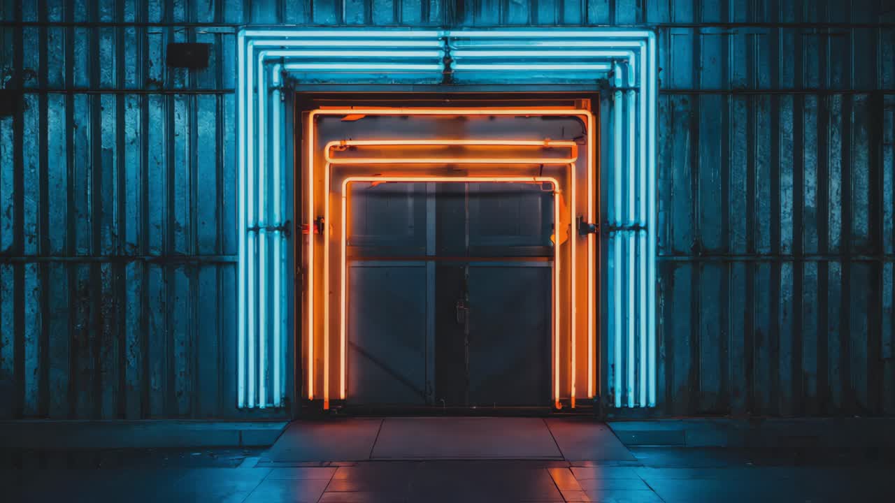 Neon lit door