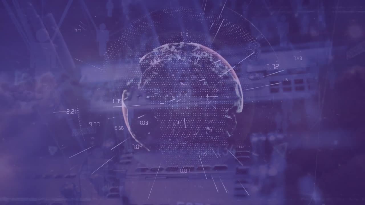 Animation of globe and data processing over server