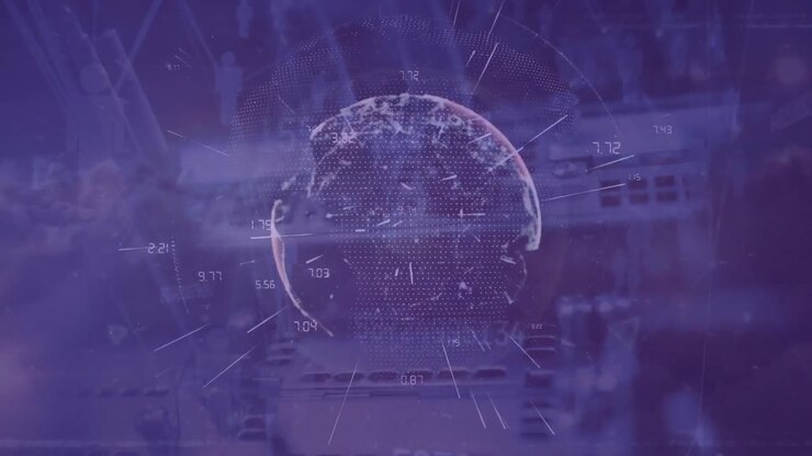 Animation of globe and data processing over server