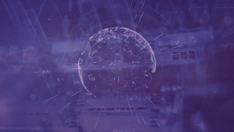 animation of globe and data processing over server
