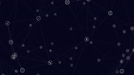animation of network of connections with digital icons