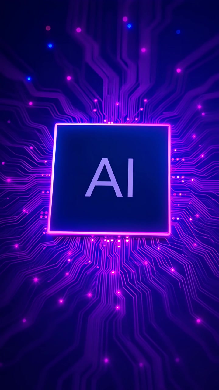 Sfondo Tecnologico Futuristico con Scheda Madre e Chip AI 4K