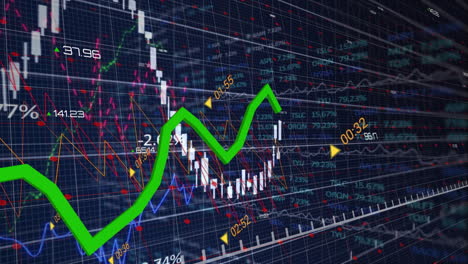 Animación-De-Datos-Financieros-Y-Tendencias-Del-Mercado-De-Valores-Sobre-Gráficos-Y-Cuadros-Fluctuantes