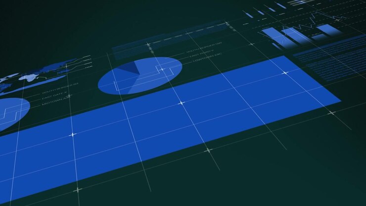 Animation of data processing over black background