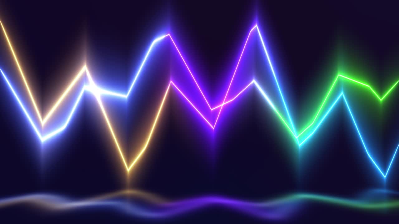 fondo animado en colores brillantes y gradientes. fondo con líneas de neón onduladas. plantilla colorida. video de stock de bucle.