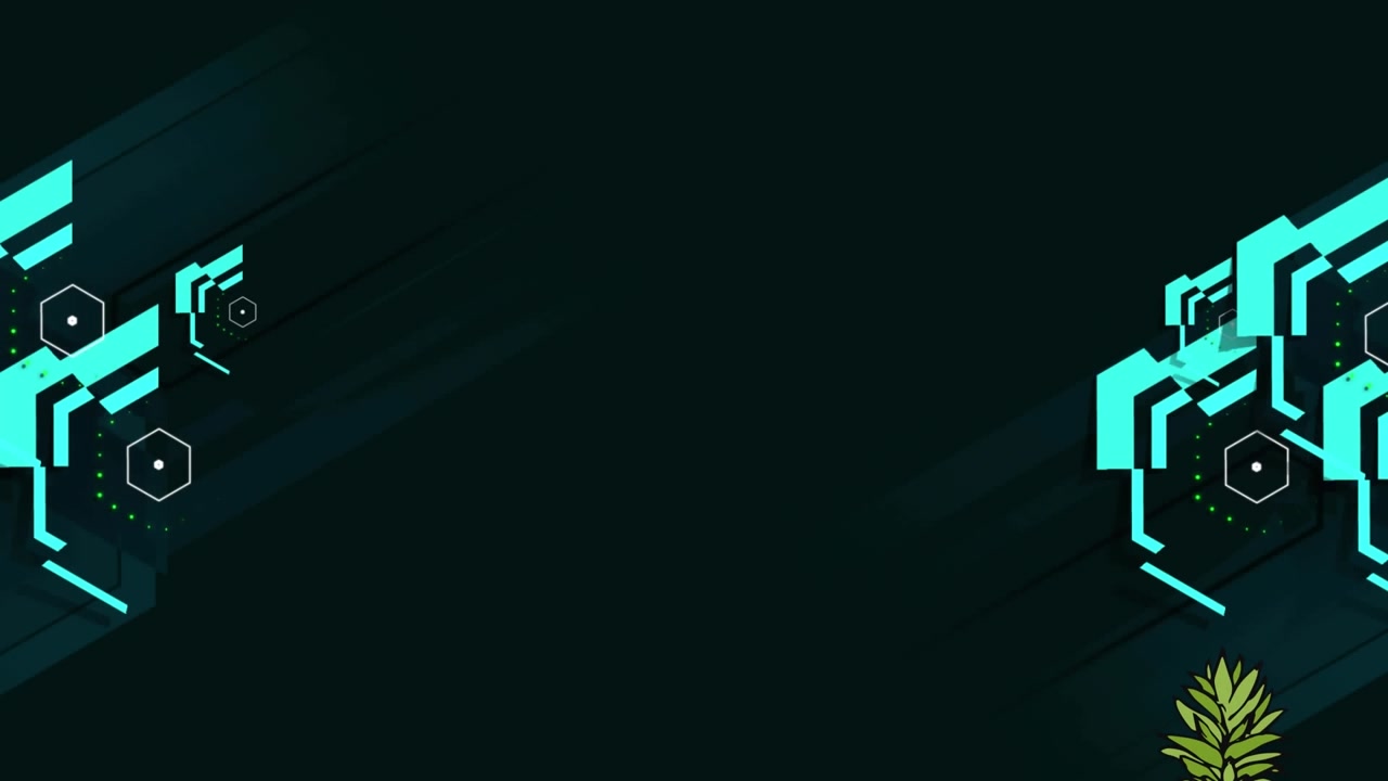 Animation of green hexagons and pineapples falling on black background