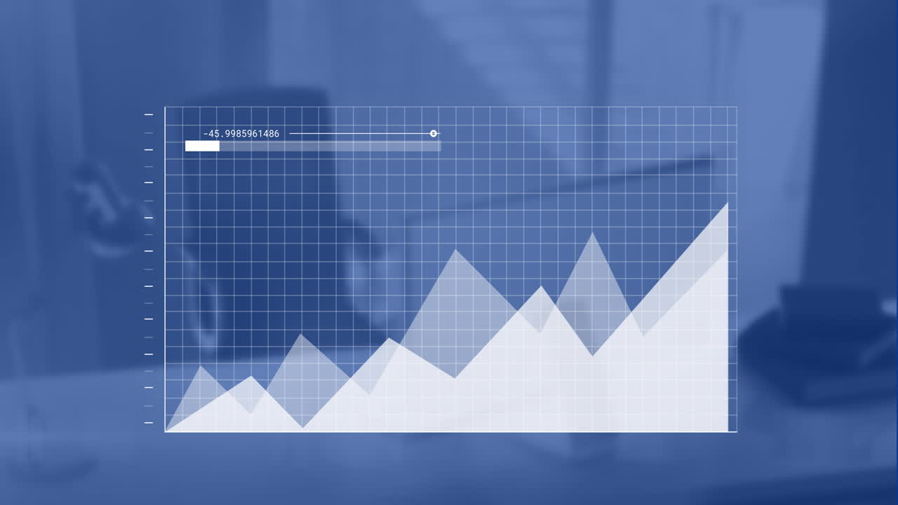 animación del procesamiento de datos financieros en el escritorio de la oficina.