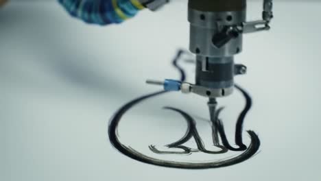 An Intricate Artistic Machine Crafting Detailed Line Art with Precision and Care, Showcasing the Fusion of Technology and Creativity in Every Stroke