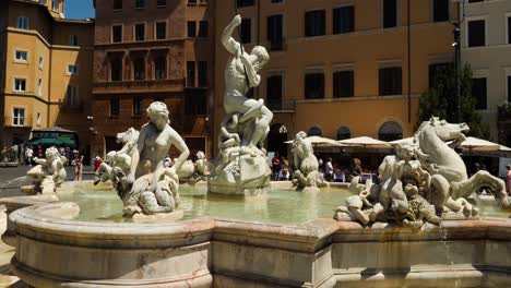 beautiful fountain of the neptune in piazza navona, by giacomo della porta, rome, italy