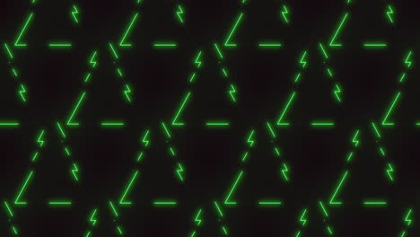 glowing green lines forming futuristic triangle pattern