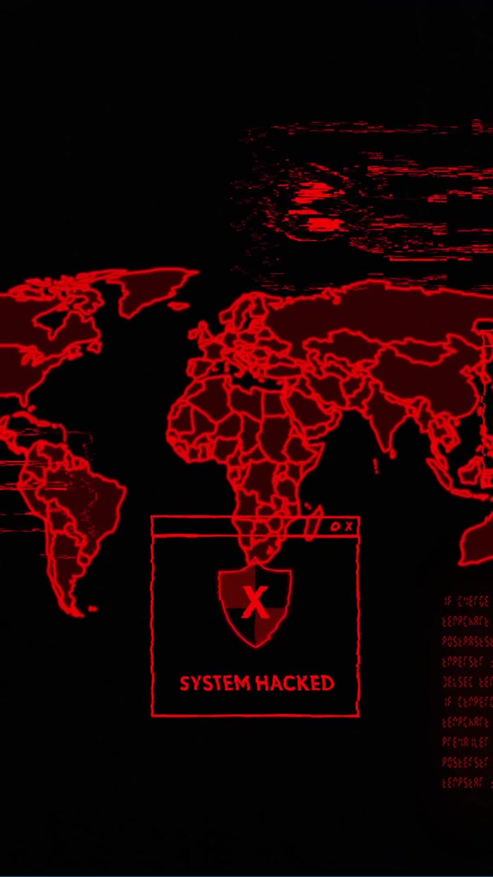 Animation of world map and data processing over computer servers