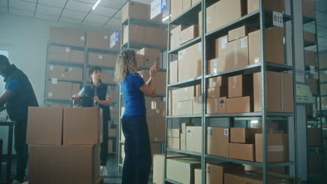 warehouse workers handling packages