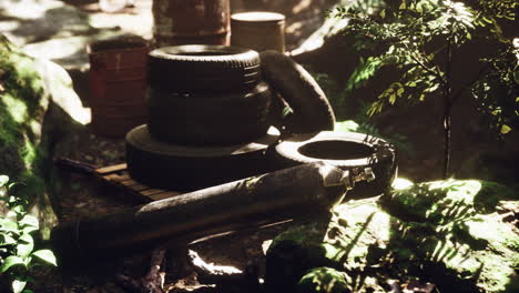 garbage dump in tropical forest