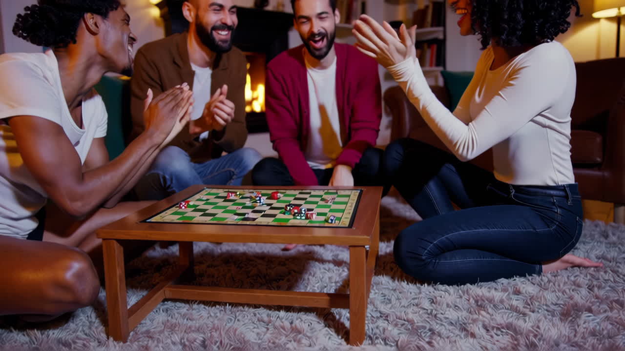Friends Having Fun Playing a Board Game at Home