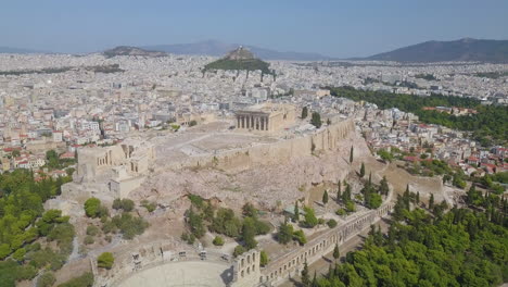 Imágenes-Aéreas-De-La-Acrópolis-De-Atenas-En-Un-Día-Soleado