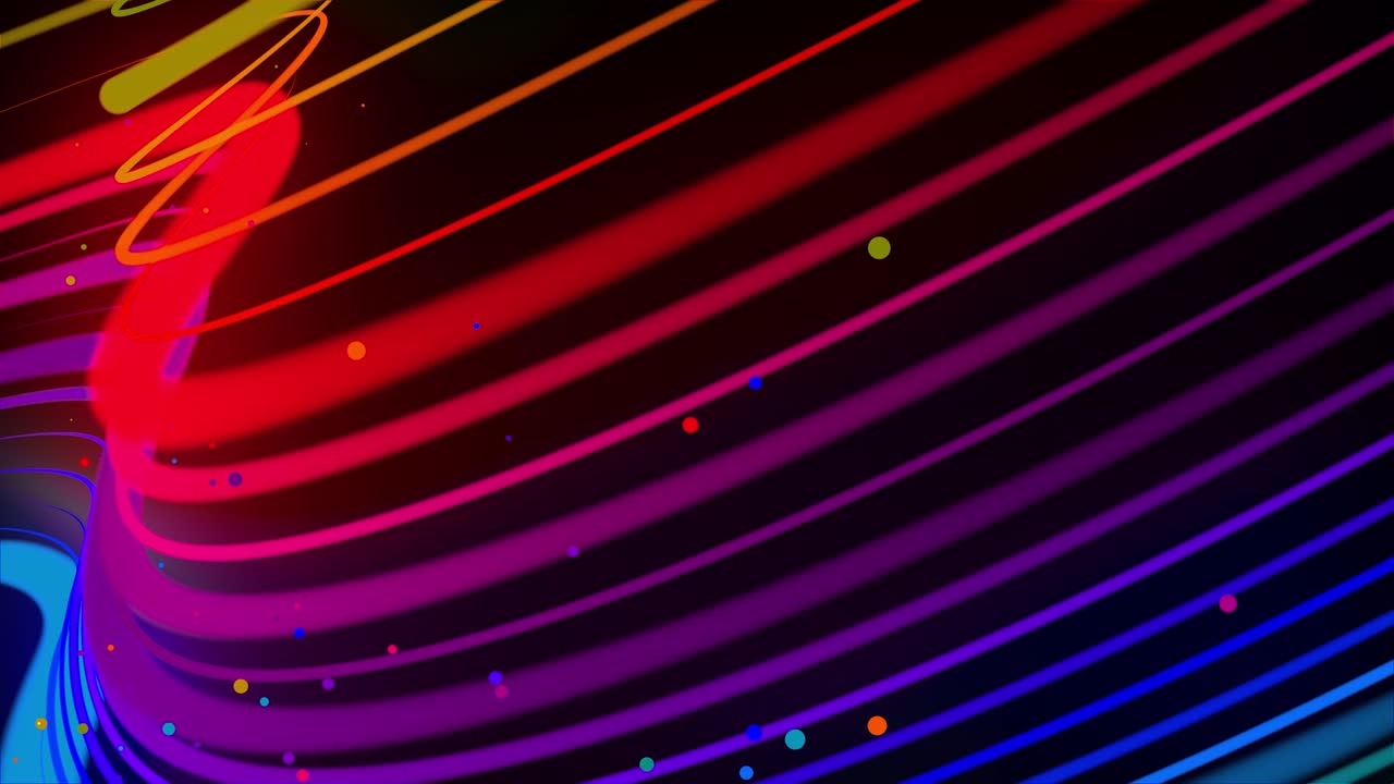 3d abstract looped 4k background with glow lines. Multi-colored neon lines fly in air, smoothly oscillation and wave. Luma matte as alpha channel. Bright creative background