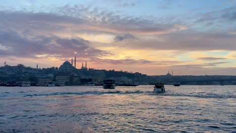 bosphorus strait seen during sunset from galata bridge
