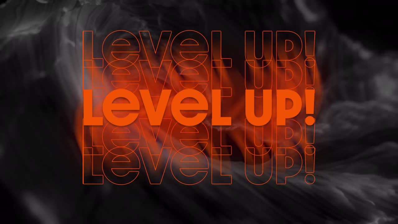 animación de texto de nivel superior sobre un fondo gris.