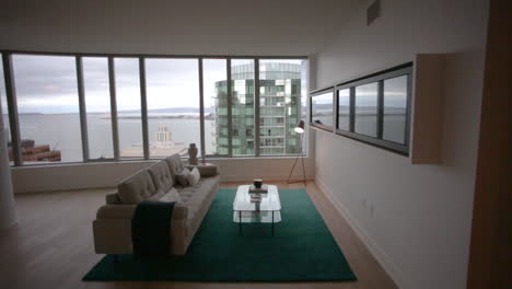 Modern Apartment Living Room with City and Bay Views