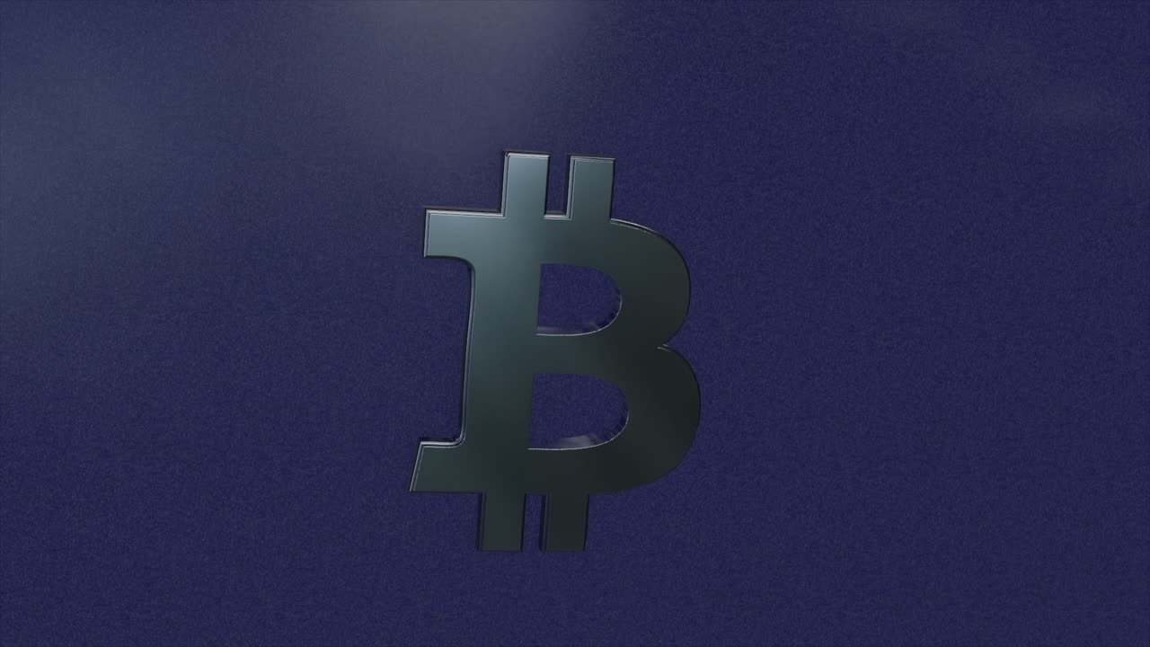 símbolo de bitcoin en fondo azul oscuro
