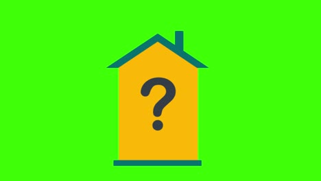 house with a question mark icon pops up on the green screen